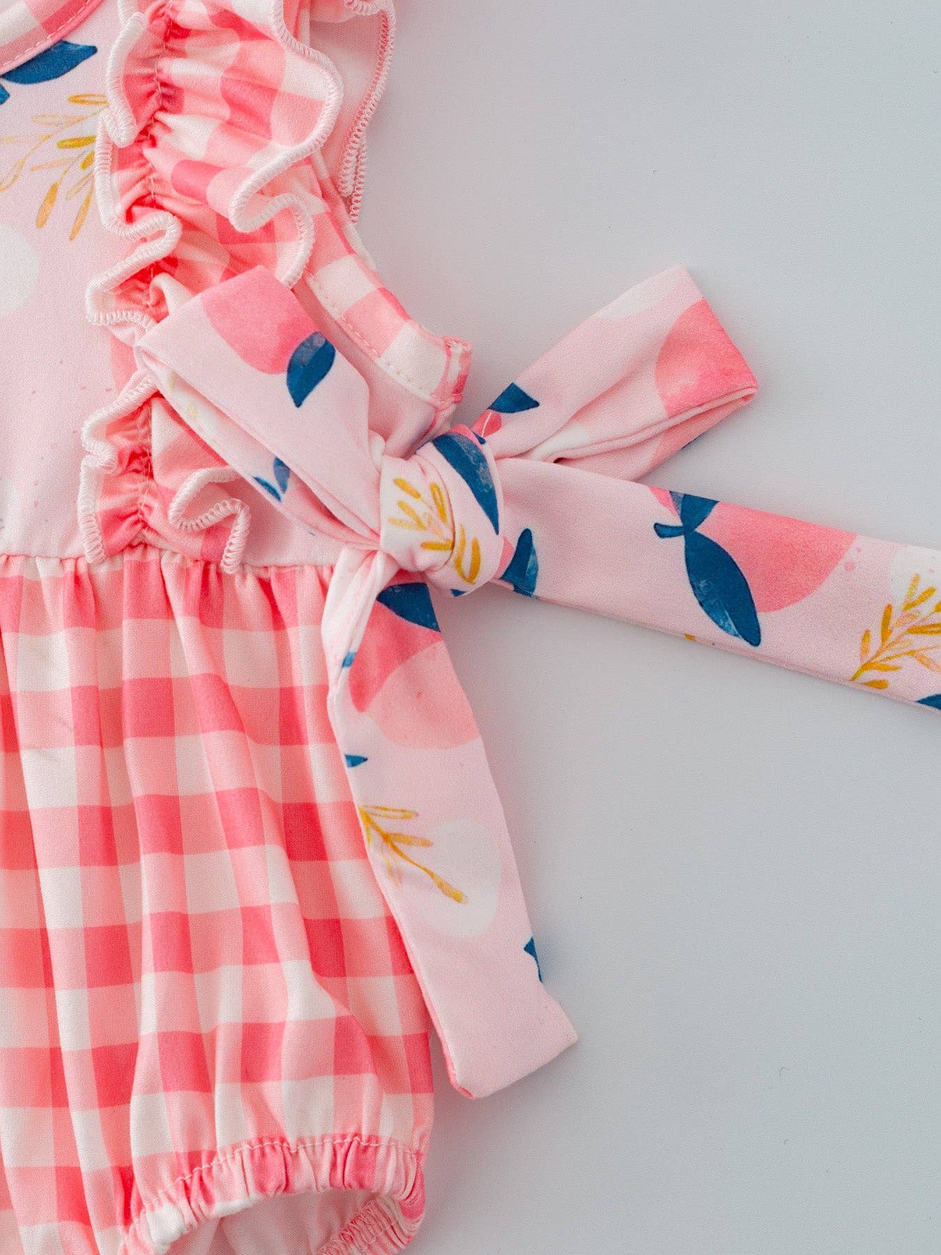 Peach & Plaid Ruffle Romper