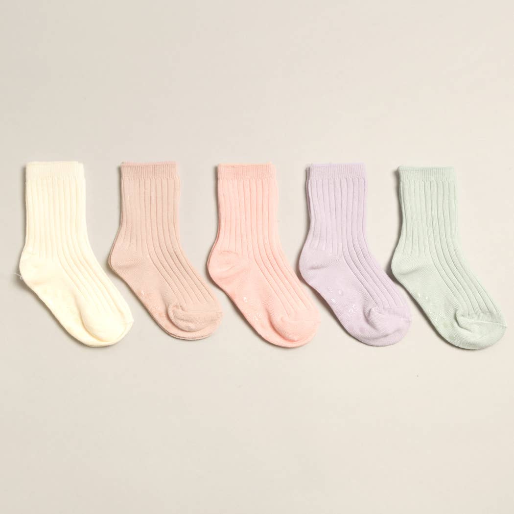 Kids' Solid Color Crew Socks Set