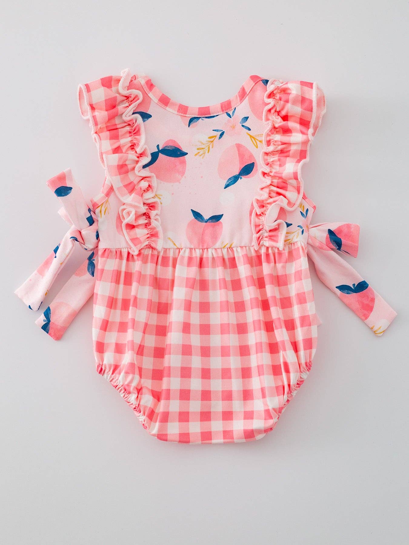 Peach & Plaid Ruffle Romper