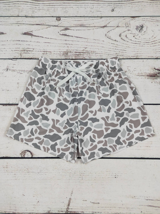 Boys Grey Camouflage Swim Shorts