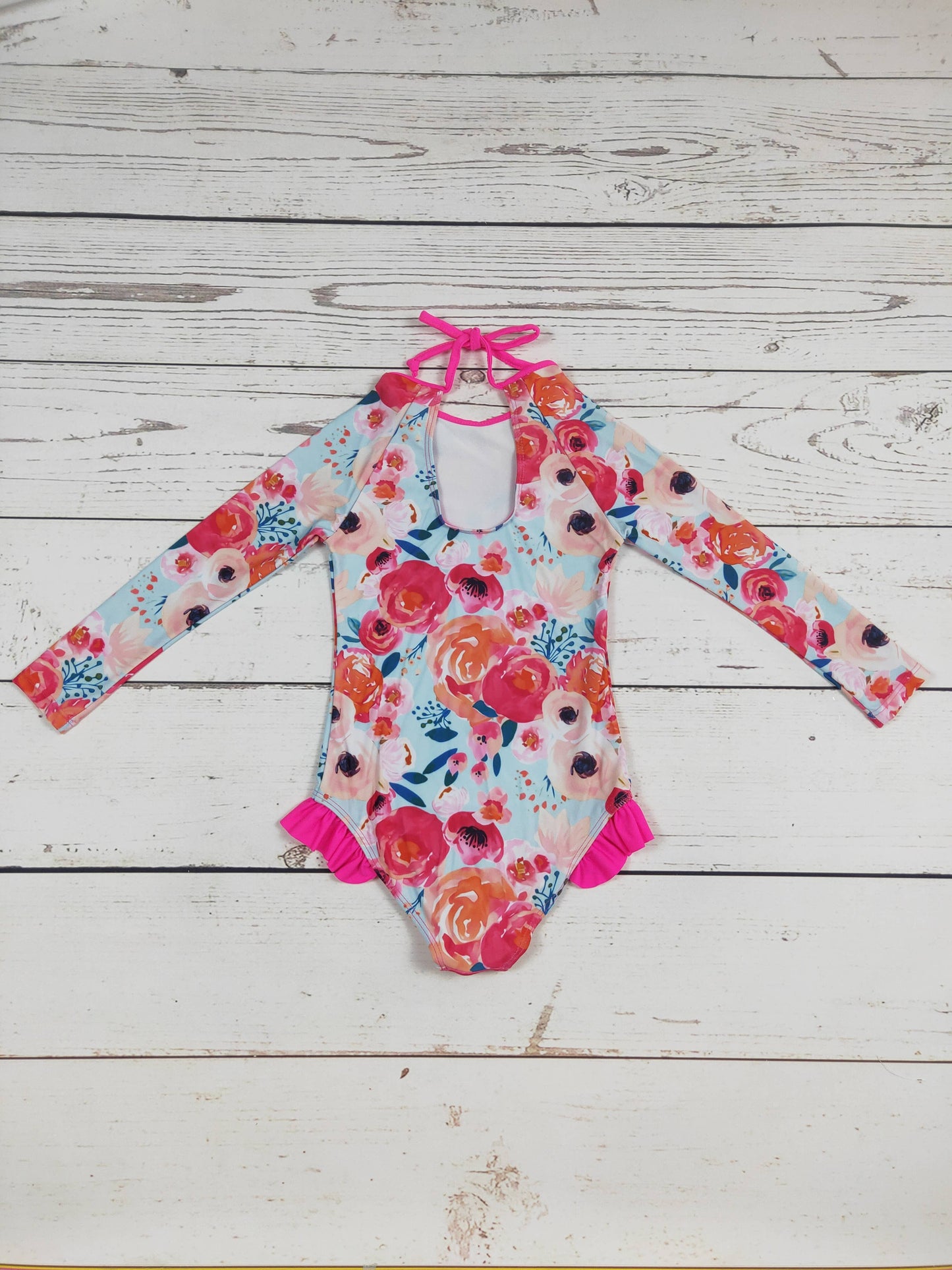 Flower One Piece Girls Summer Swimsuit