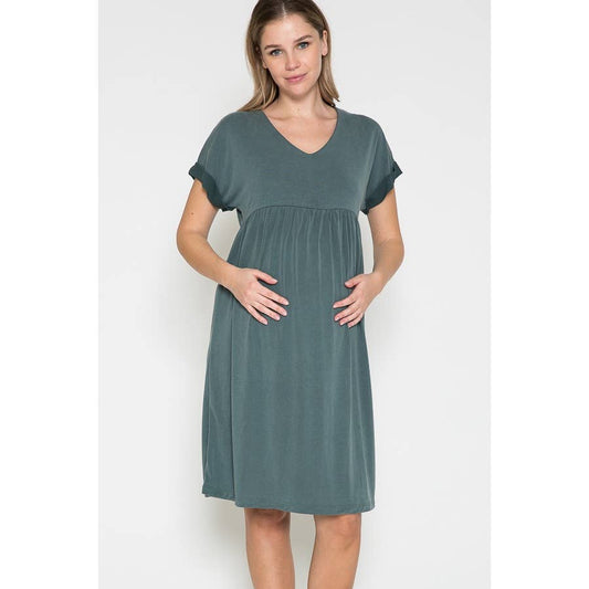Maternity V Neck Midi Dress