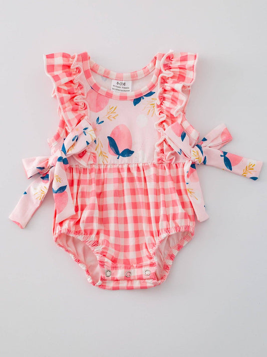 Peach & Plaid Ruffle Romper