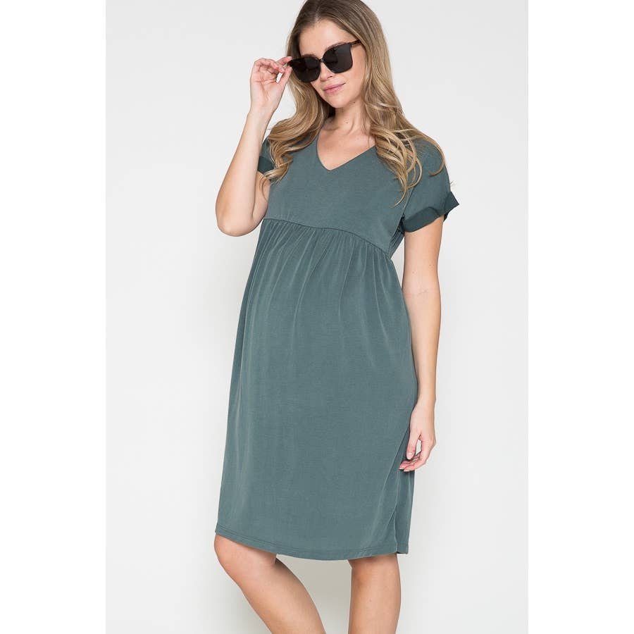 Maternity V Neck Midi Dress