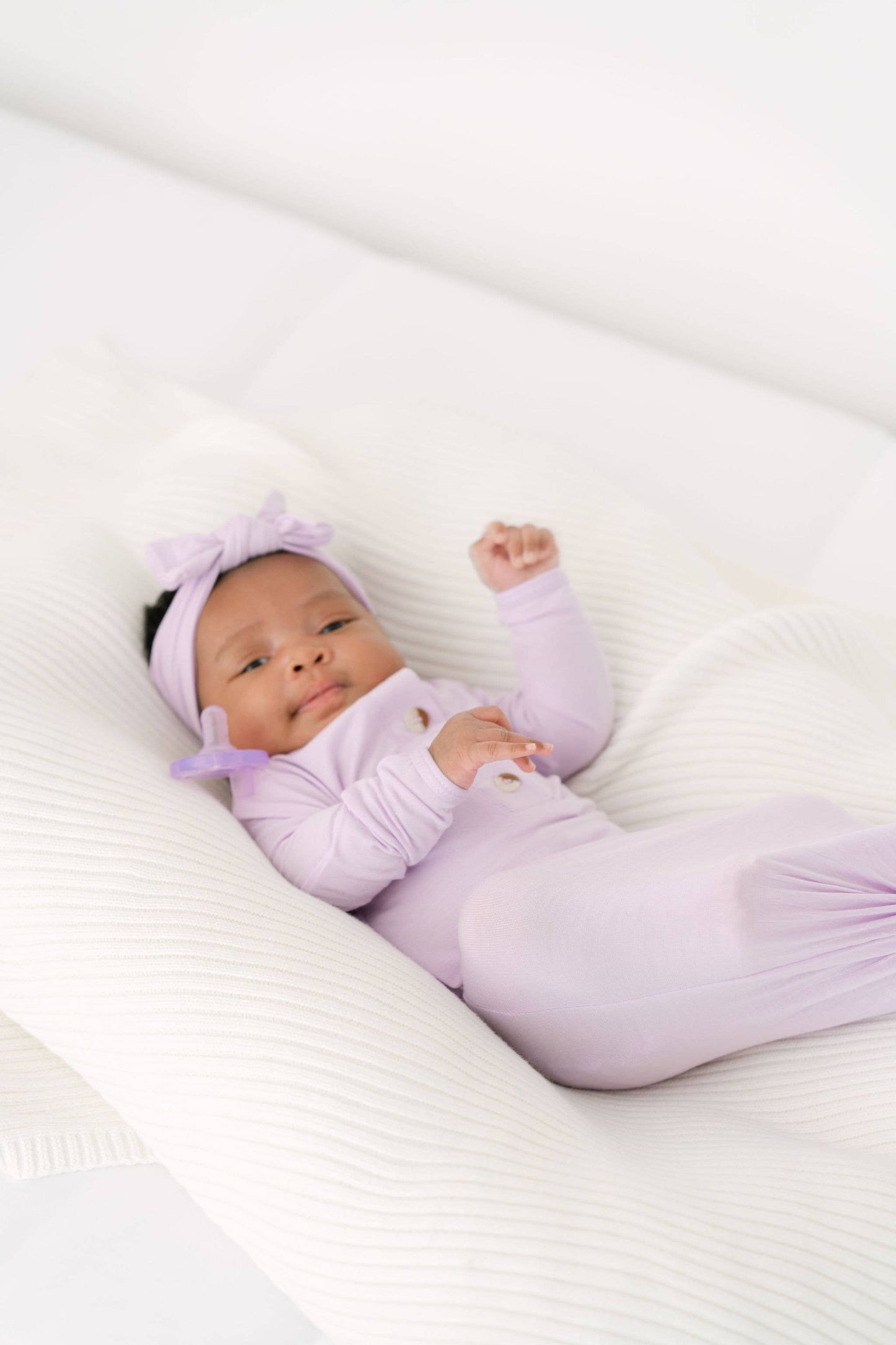 Newborn Knotted Baby Gown Headband, Hat Set - MORE COLORS