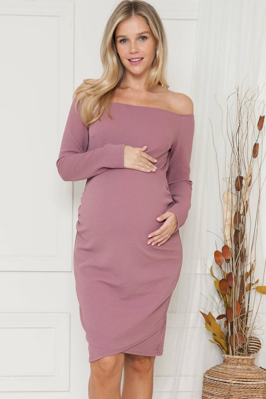 Maternity Off-Shoulder Tulip Dress