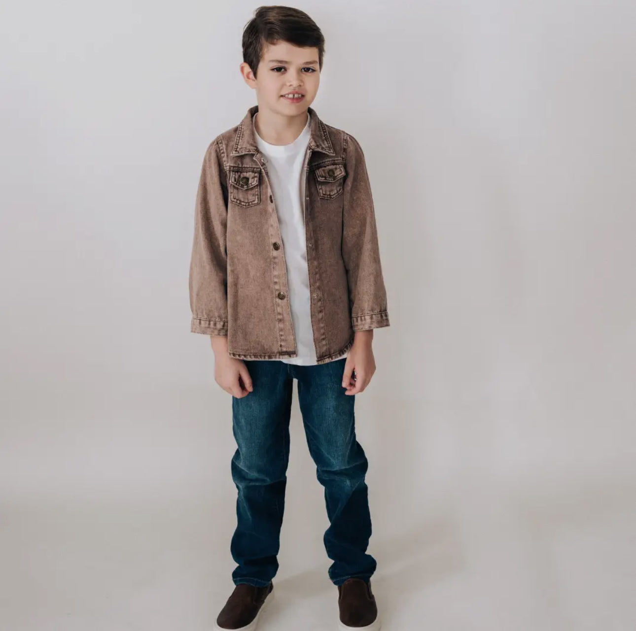 Unisex Lightweight Brown Denim Jacket