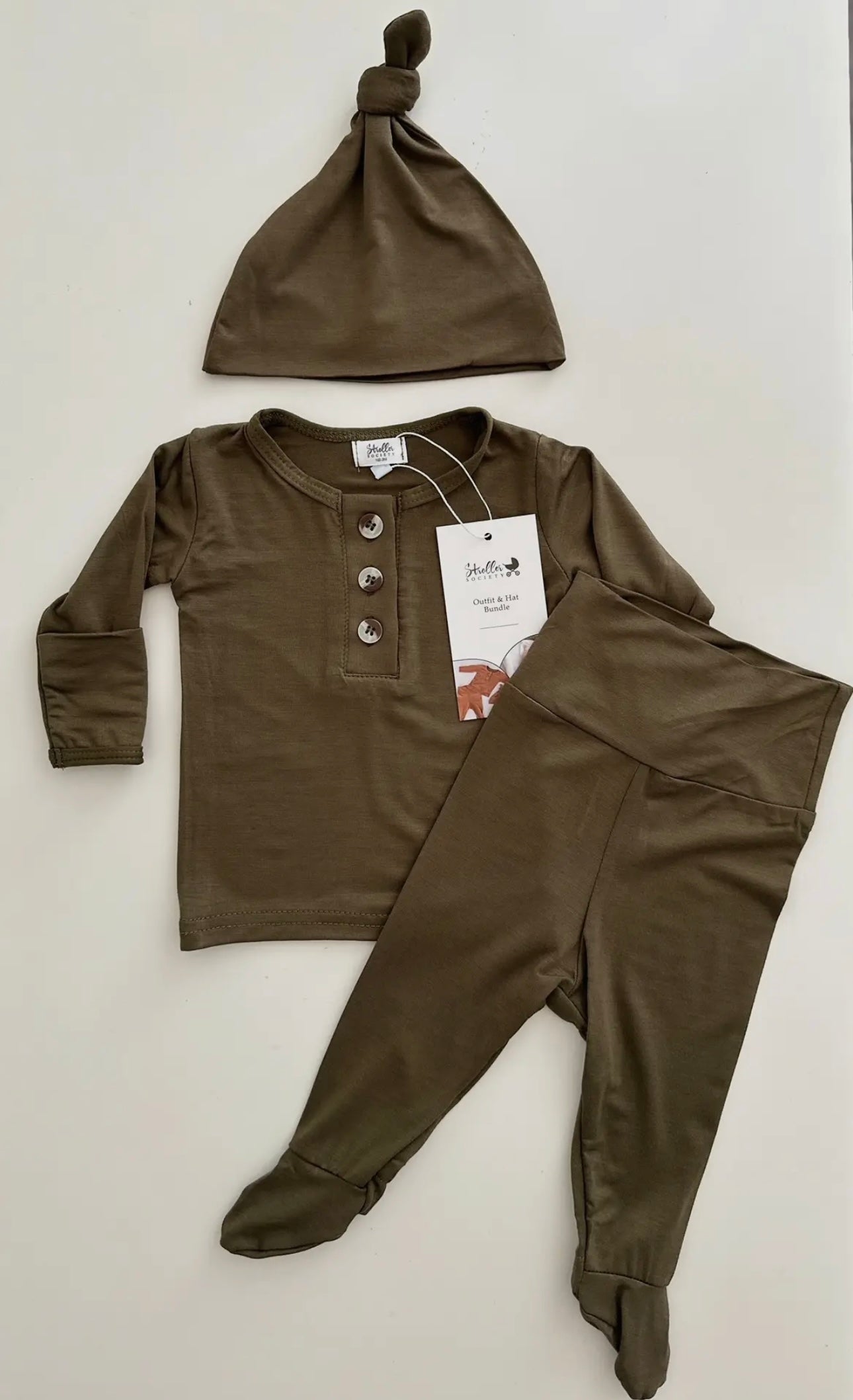 Top & Bottom Baby Outfit W/ Hat & Headband
