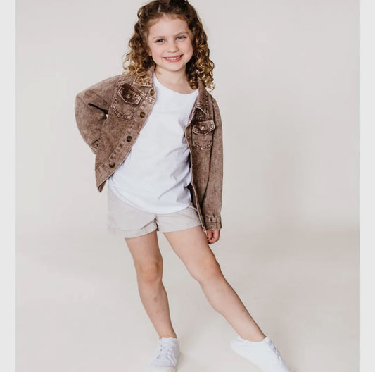 Unisex Lightweight Brown Denim Jacket