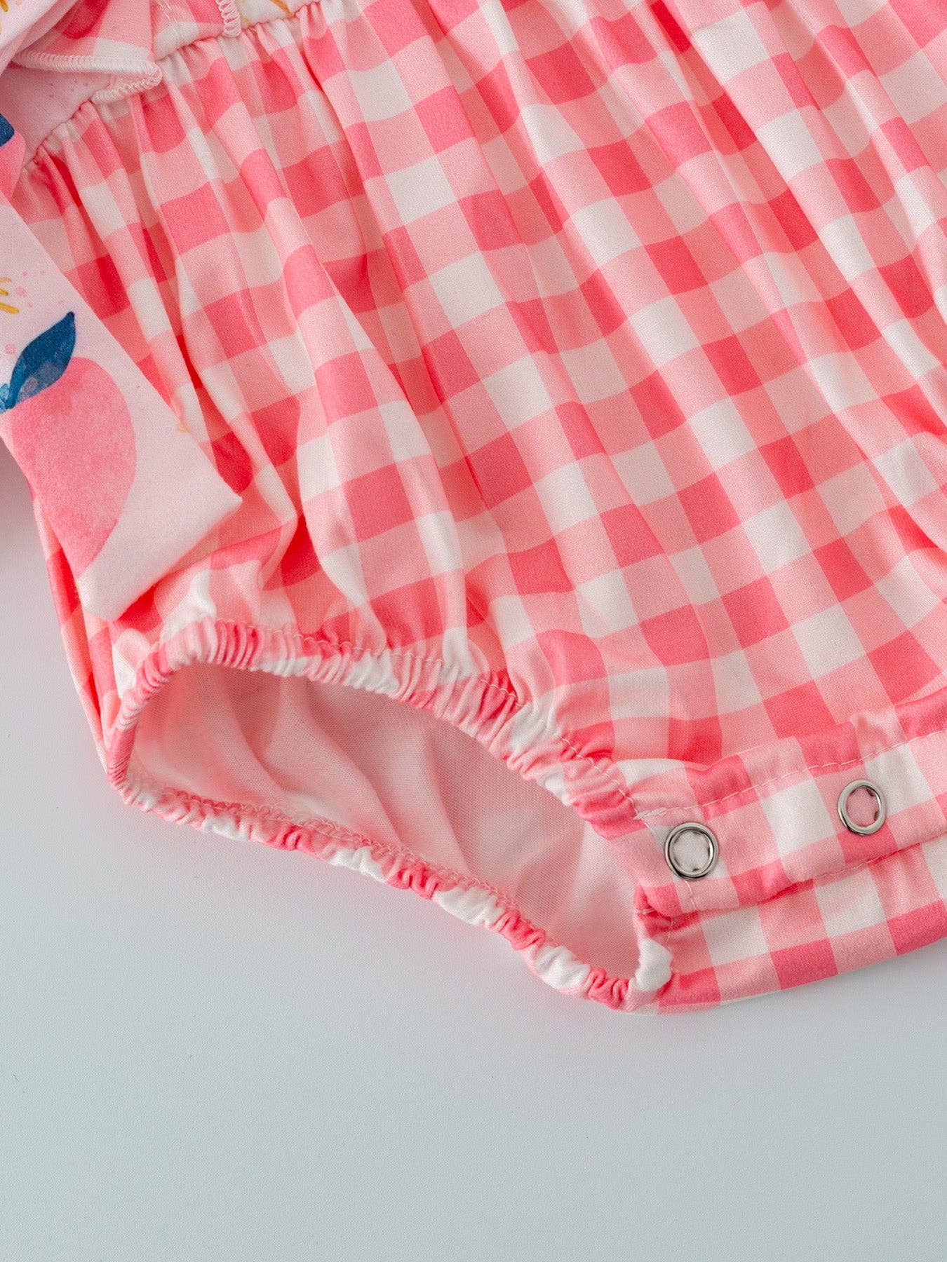 Peach & Plaid Ruffle Romper