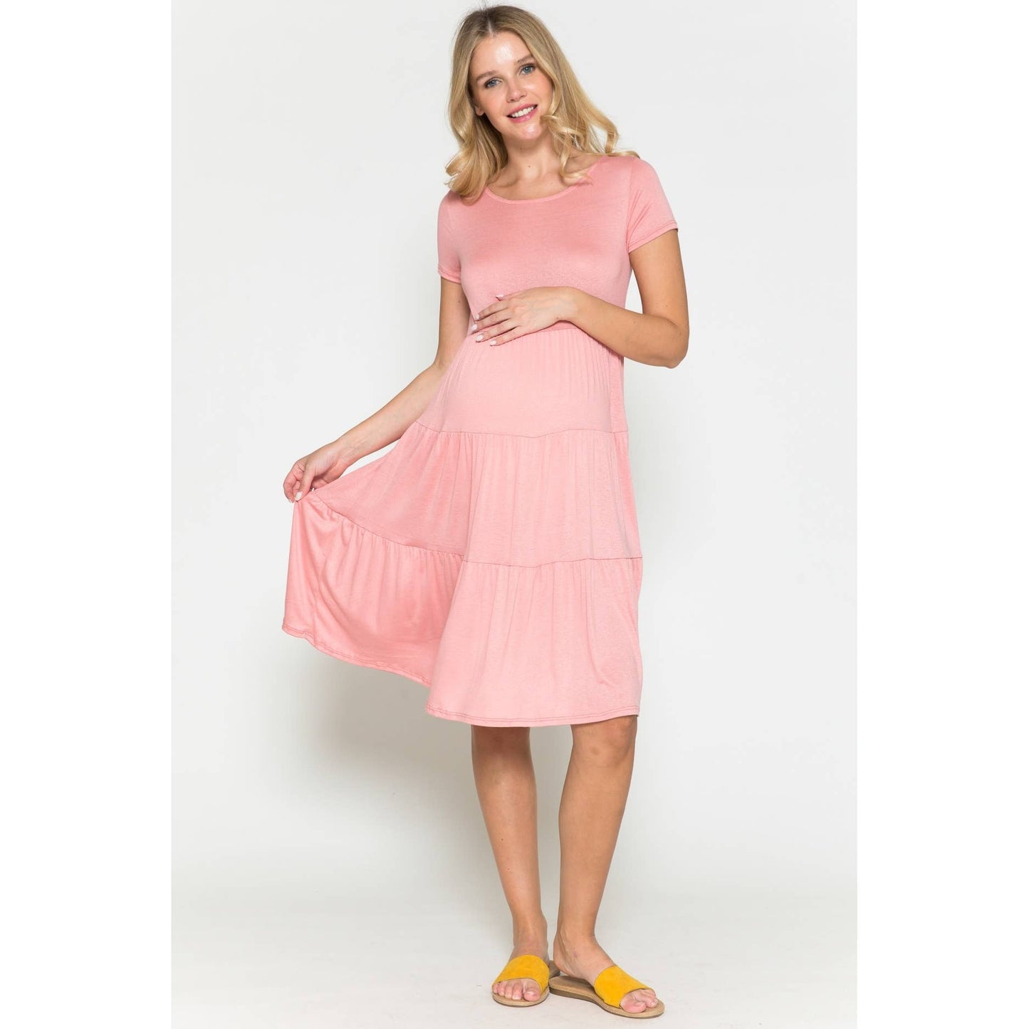 Maternity Ruffle Midi Dress