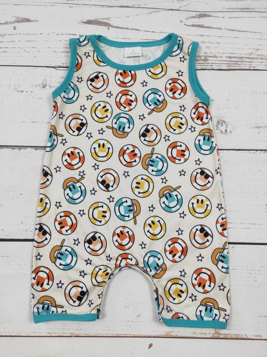 Checkered Smile Bubble Romper